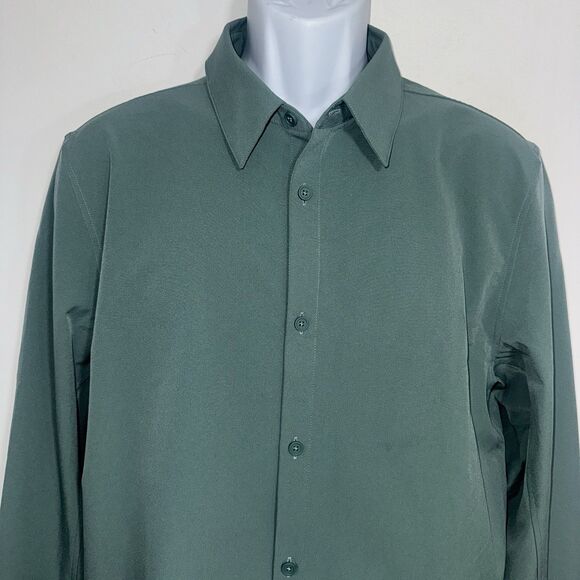 Lululemon Commission Shirt Teal Green Long Sleeve Button Up Stretch Men Large - Picture 3 of 12